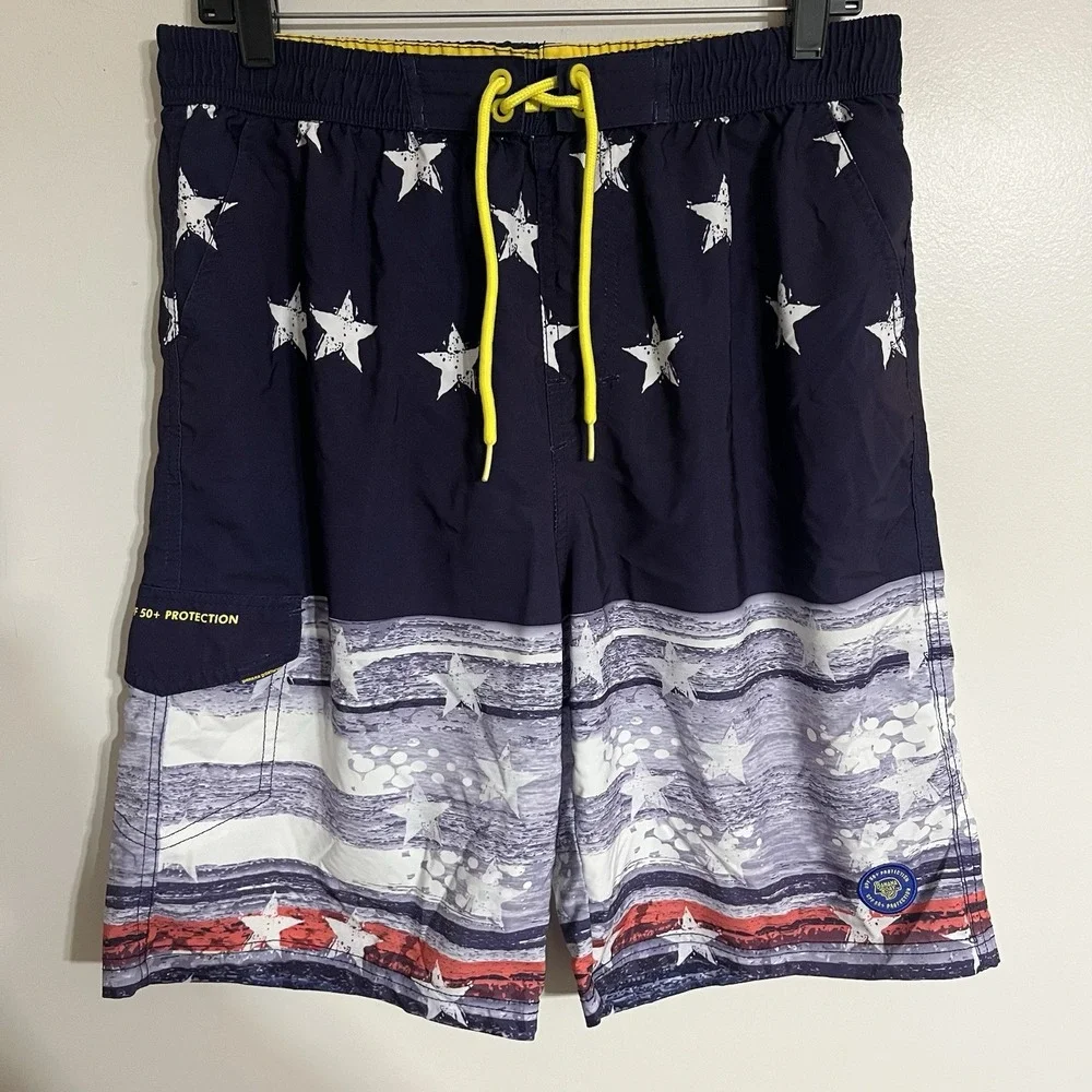 Banana Boat UPF 50+ American Flag Swim Trunks Board Shorts Size‎ Large